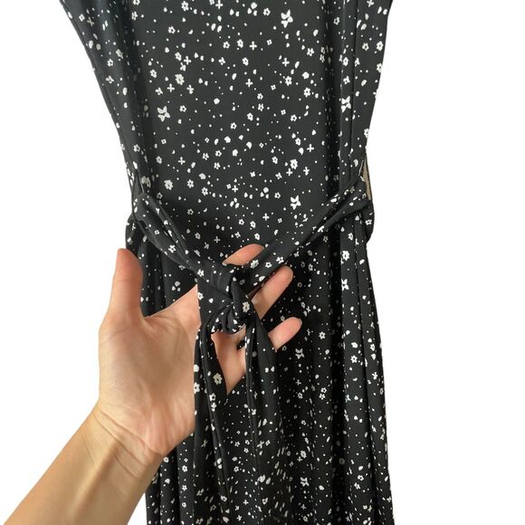 Michael Kors Nora Print Border Maxi Dress Sz XS Floral Wrap Tie Sleeveless - Picture 4 of 14